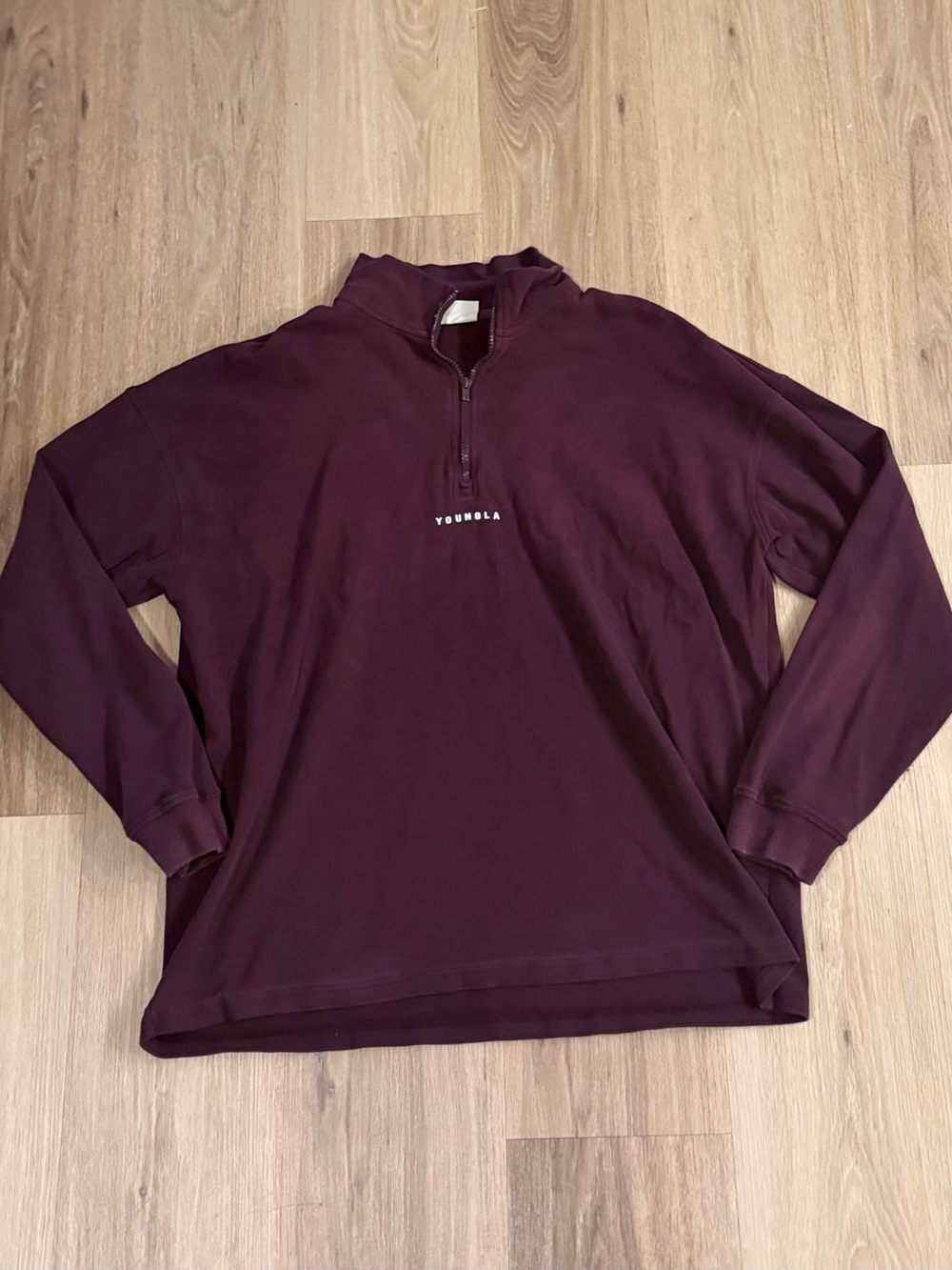 Youngla Men's Burgundy Quarter-Zip Pullover Gym Activewear size XL Streetwear